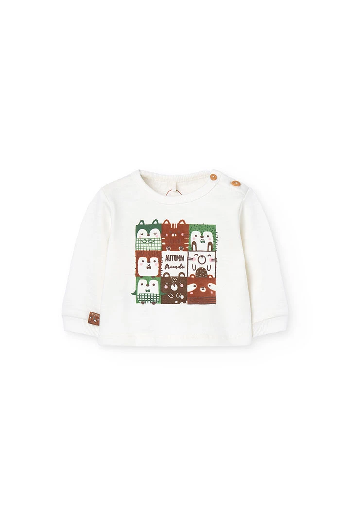 White fleece sweatshirt for baby boy