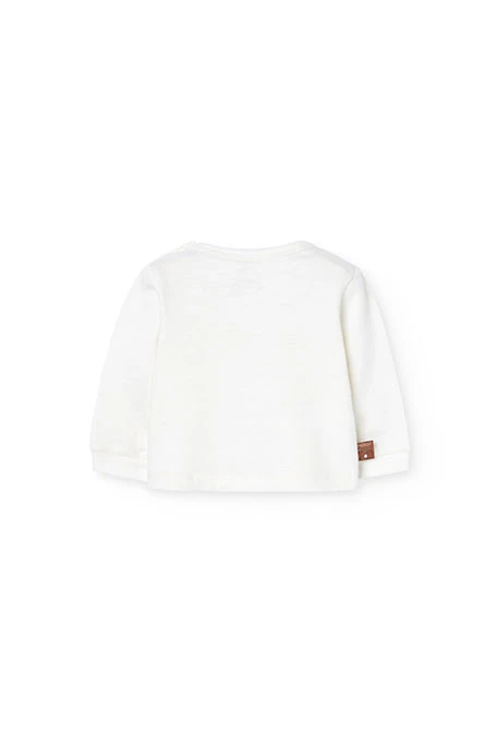 White fleece sweatshirt for baby boy