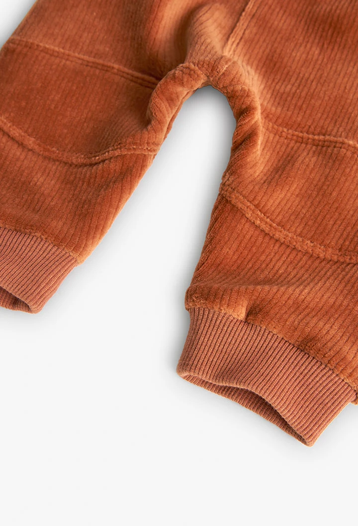 Pantalon en velours côtelé pour bébé garçon en marron