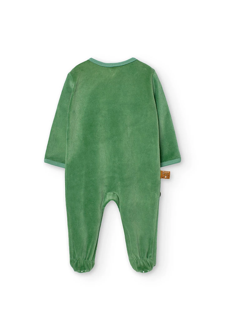 Velvet jumpsuit for baby boy in green