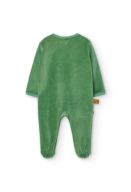 Babygrow de veludo para bebé menino em verde