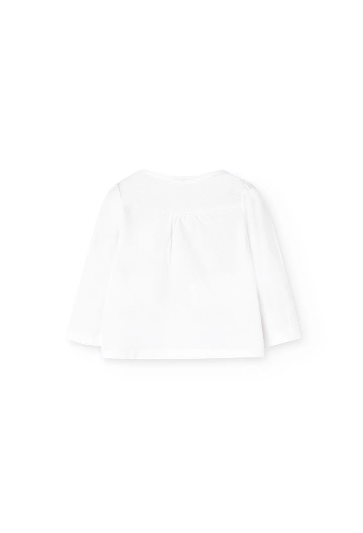 Set coordinato con maglietta e pantaloni in maglia per bambina in colore bianco.