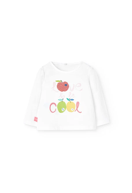 Conjunto de camiseta y pantalón de punto para bebé niña en color blanco