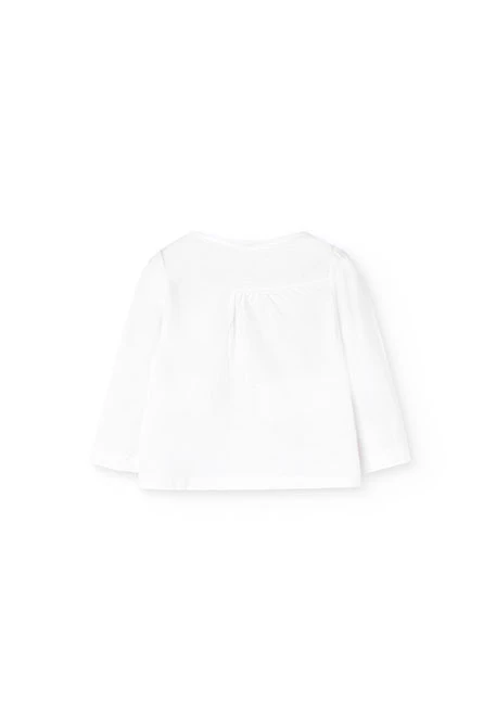 Set coordinato con maglietta e pantaloni in maglia per bambina in colore bianco.
