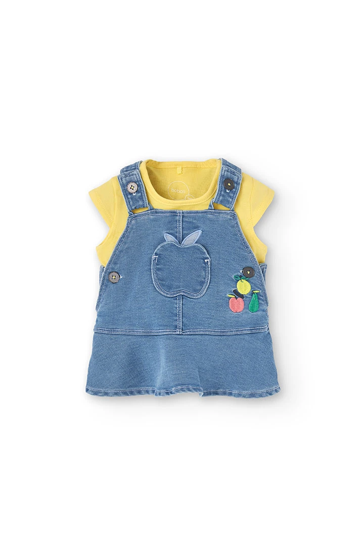 Set di abito in maglia per neonata in colore giallo