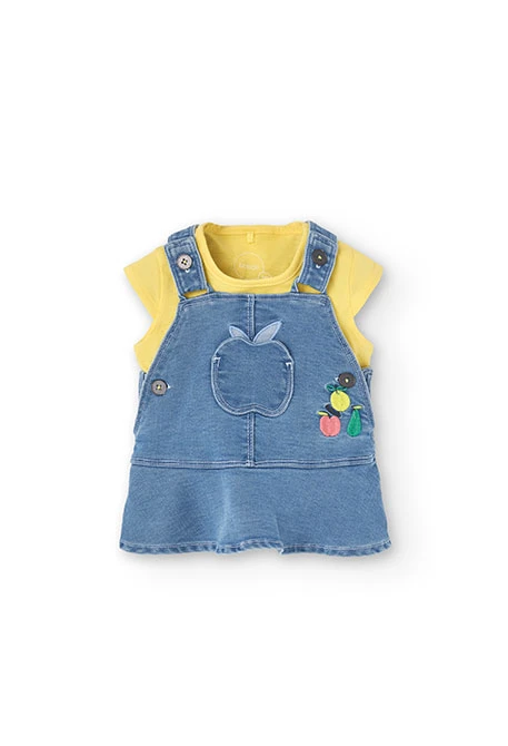 Set di abito in maglia per neonata in colore giallo