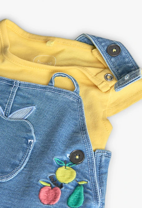 Set di abito in maglia per neonata in colore giallo