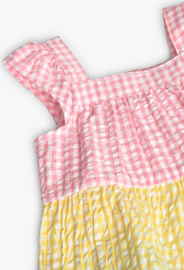 Kleid aus Popeline für Baby-Mädchen mit Karomuster in Multicolor
