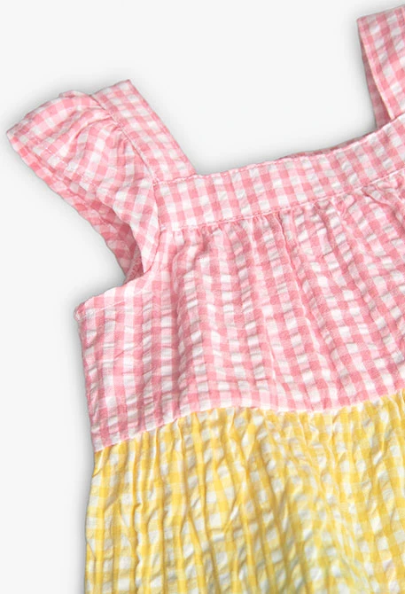 Vestido de popelina para bebé menina com design de xadrez em multicolor.