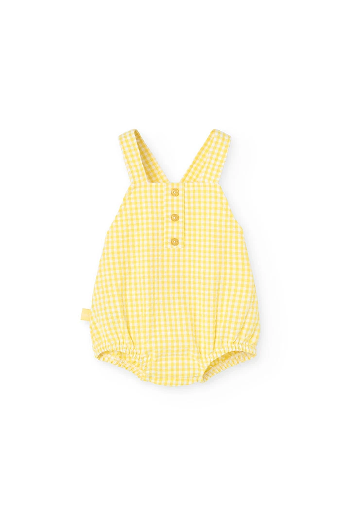 Pijama de popelina per a nadó nena en color quadres grocs