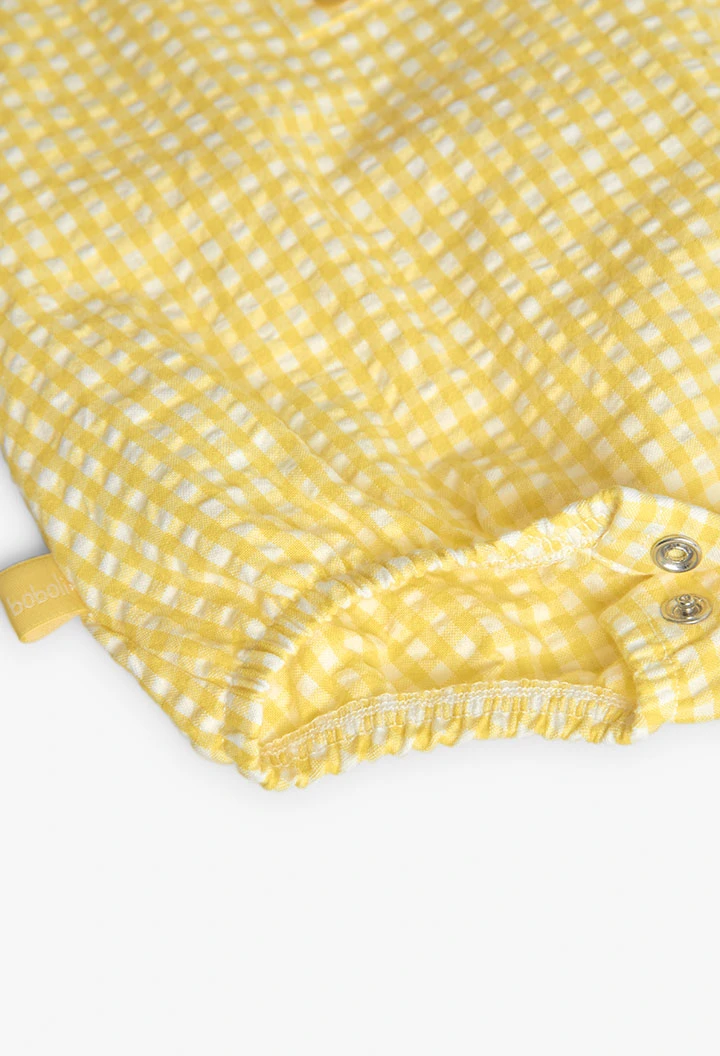 Pijama de popelina per a nadó nena en color quadres grocs