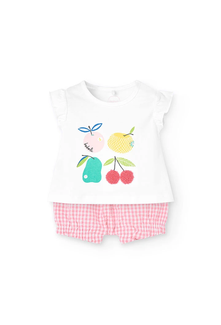 Completo in maglia per bambina neonata in colore bianco