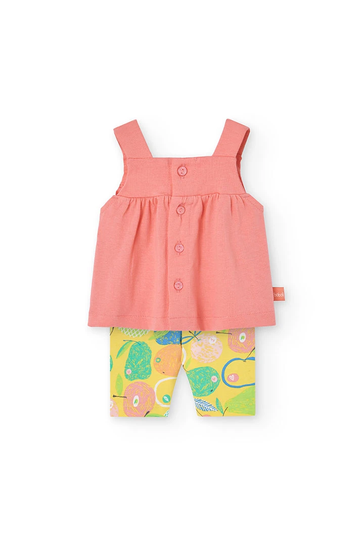 Completo di blusa e leggings in maglia per neonata in colore rosa