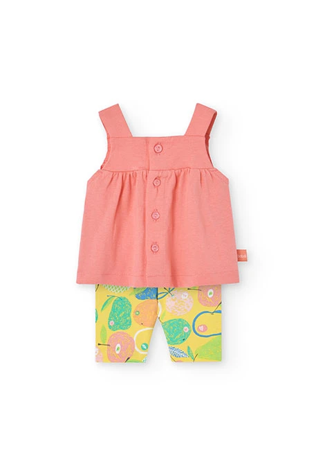 Completo di blusa e leggings in maglia per neonata in colore rosa