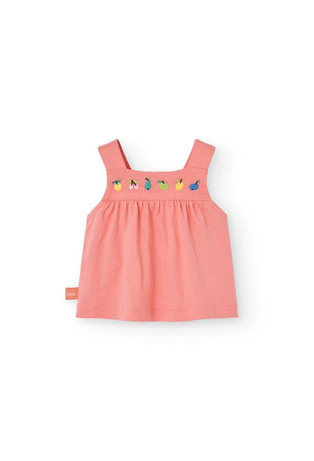 Completo di blusa e leggings in maglia per neonata in colore rosa