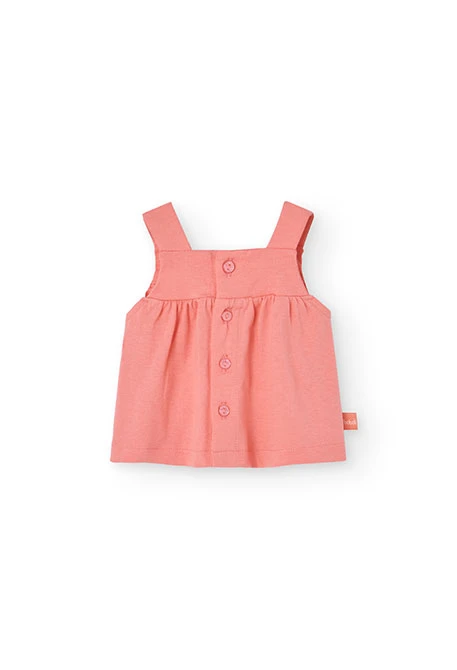 Completo di blusa e leggings in maglia per neonata in colore rosa