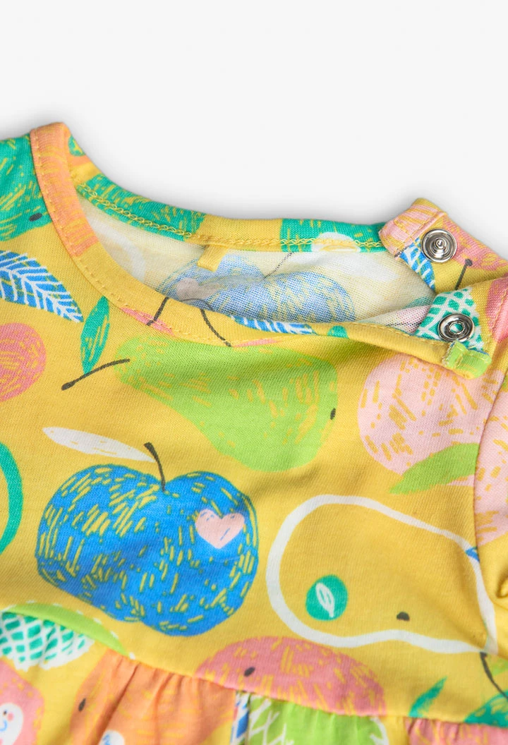 Vestido de punto de bebé niña con diseño de frutas en color amarillo