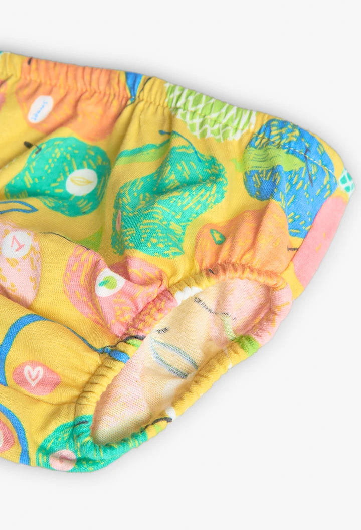 Vestito in maglia per neonata con design a frutta in colore giallo
