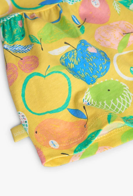 Vestido de punto de bebé niña con diseño de frutas en color amarillo