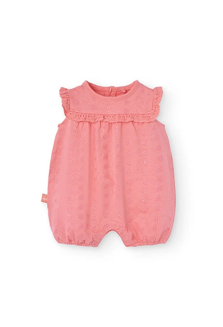Pelele de popelín para bebé niña en color rosa