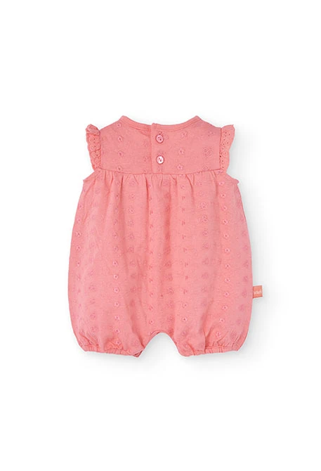 Pelele de popelín para bebé niña en color rosa