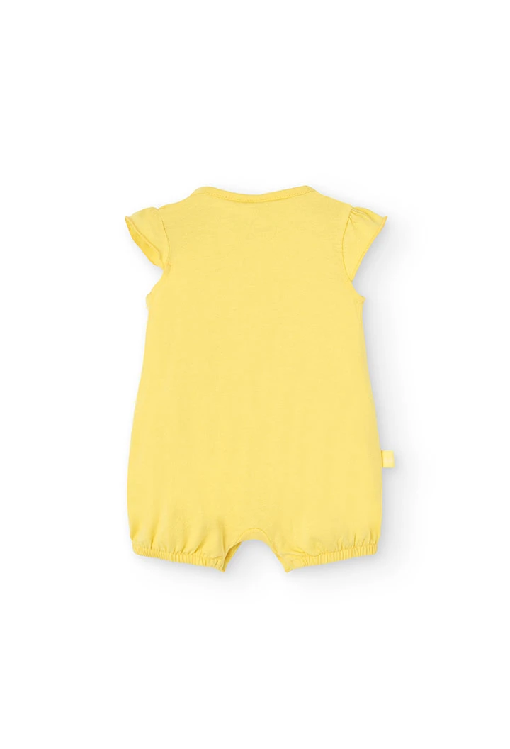 Pagliaccetto in maglia per neonata di colore giallo