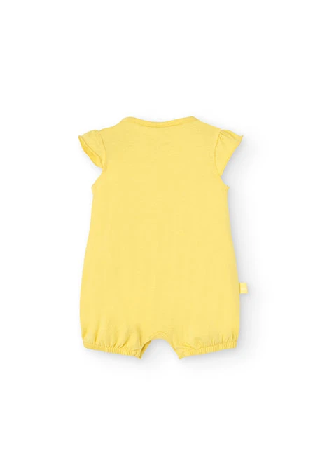 Pagliaccetto in maglia per neonata di colore giallo