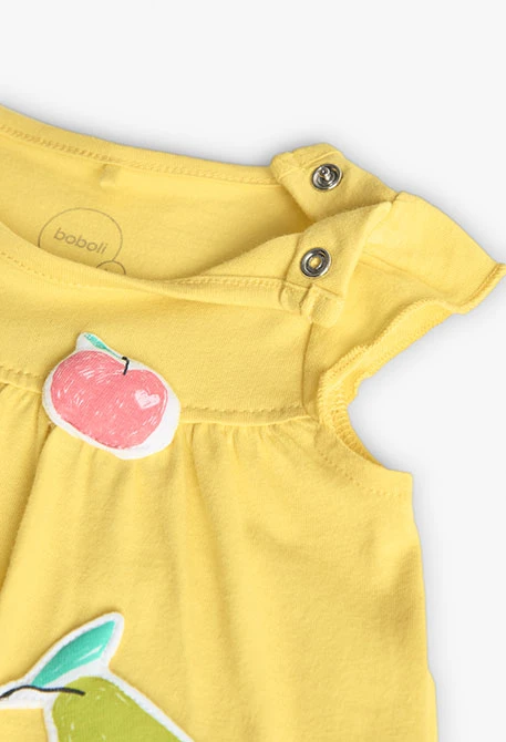 Pagliaccetto in maglia per neonata di colore giallo