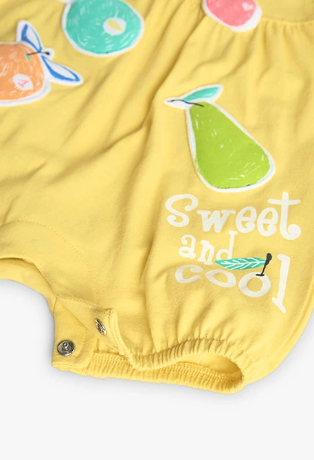 Pagliaccetto in maglia per neonata di colore giallo