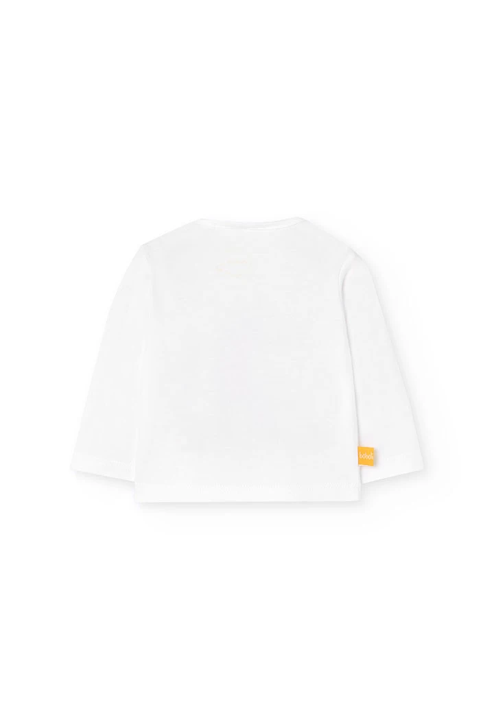 Set di maglietta e pantaloni in maglia per neonato di colore bianco.