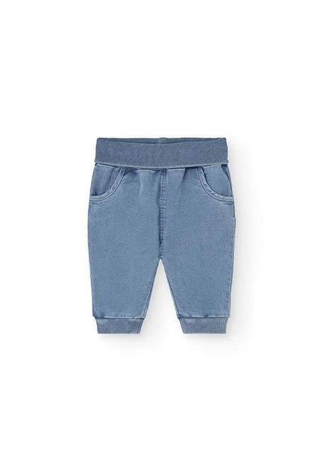 Knit t-shirt and trousers set for baby boy in white.