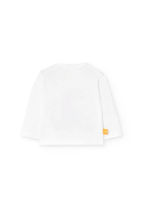 Knit t-shirt and trousers set for baby boy in white.