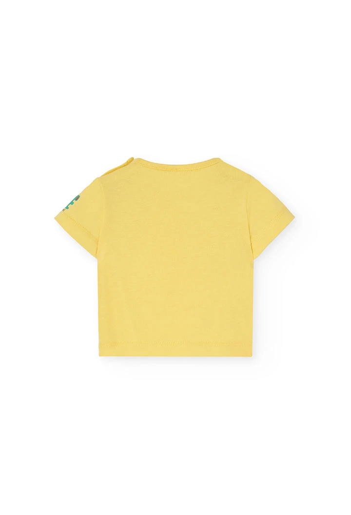 Completo di t-shirt in maglia per neonato di colore giallo.