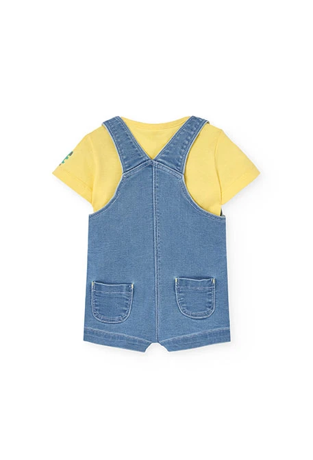 Baby boy knitted T-shirt set in yellow colour