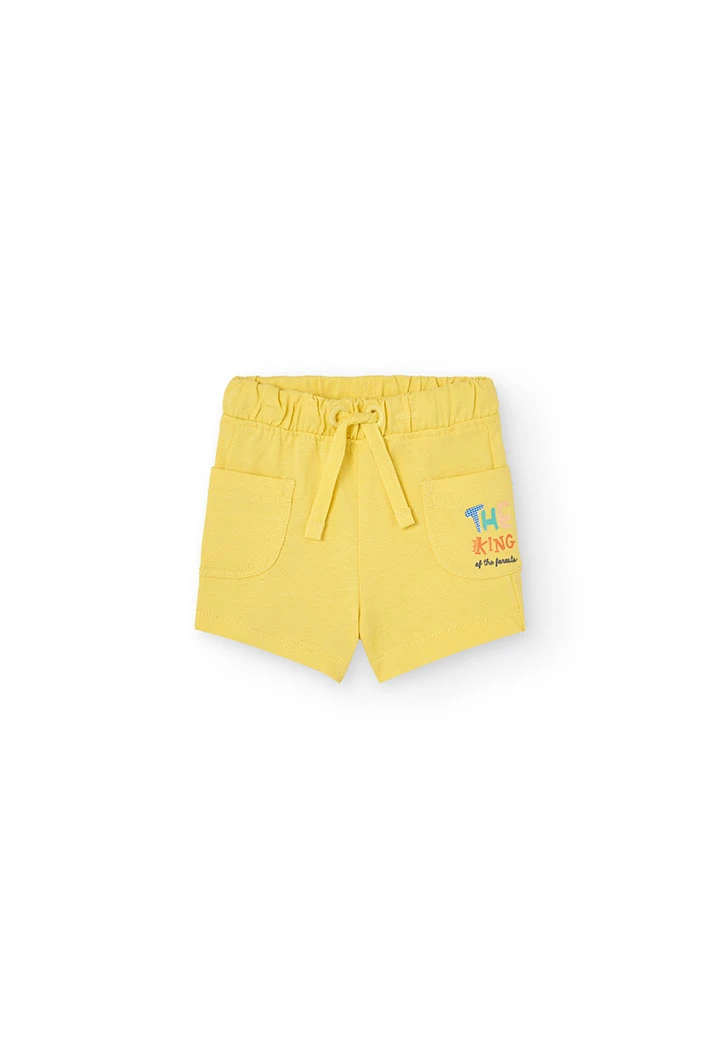 Baby boy knitted T-shirt set in yellow with print