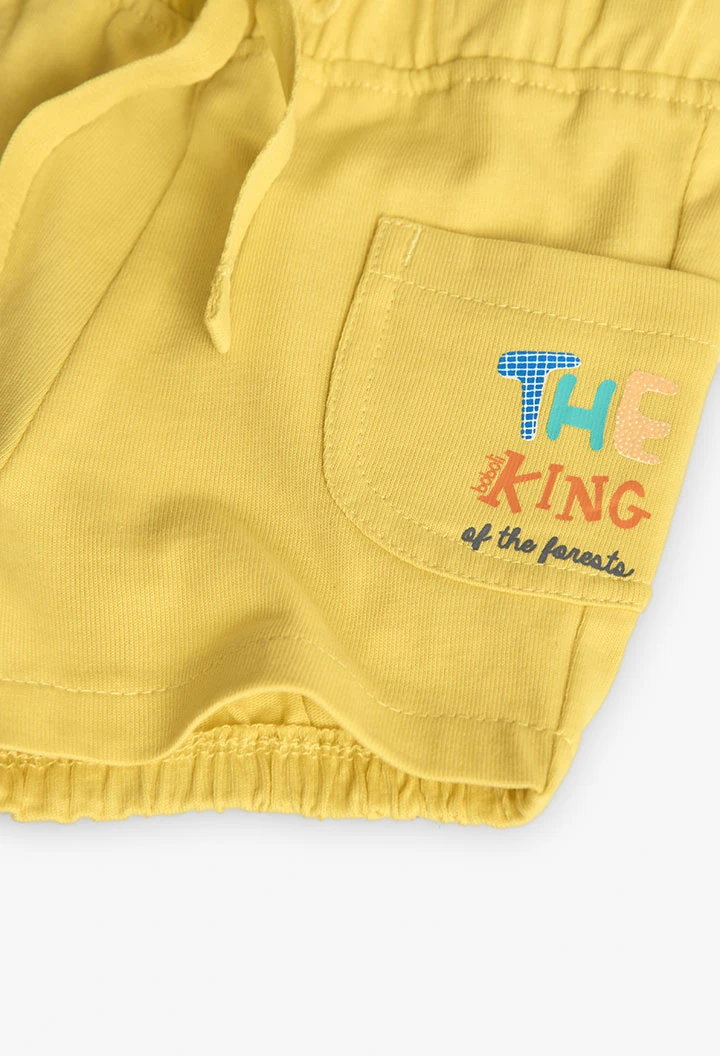 Baby boy knitted T-shirt set in yellow with print