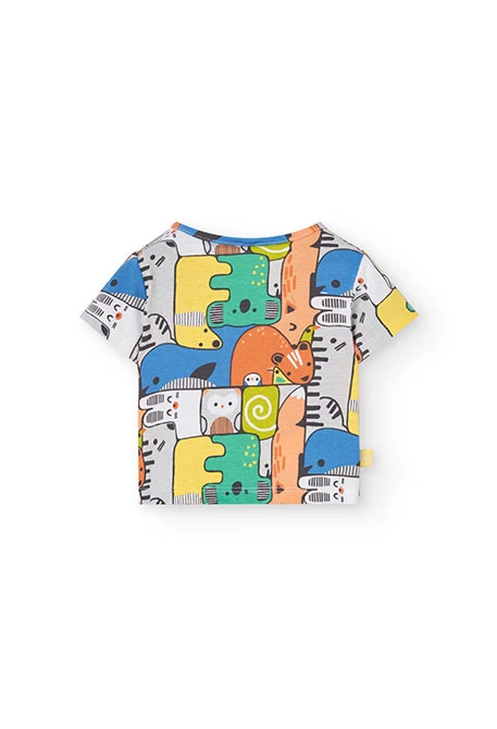 Baby boy knitted T-shirt set in yellow with print