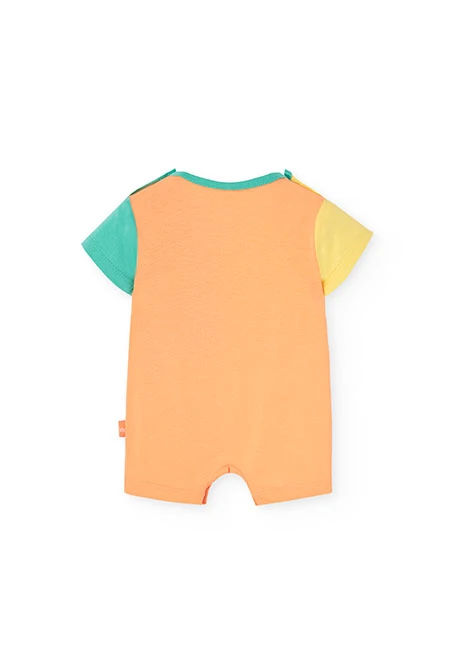 Barboteuse courte en tricot pour bébé garçon en couleur saumon