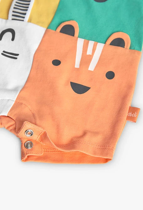 Barboteuse courte en tricot pour bébé garçon en couleur saumon