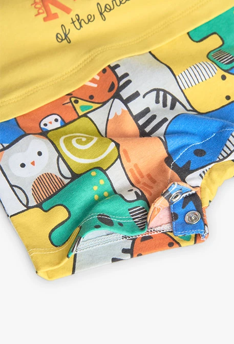 Barboteuse courte en tricot pour bébé garçon de couleur jaune
