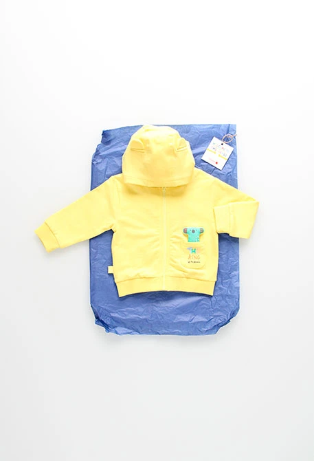 Baby boy cardigan in yellow