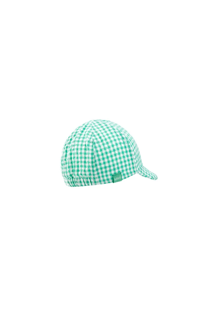 Cappellino in popeline per bebè a quadri verdi