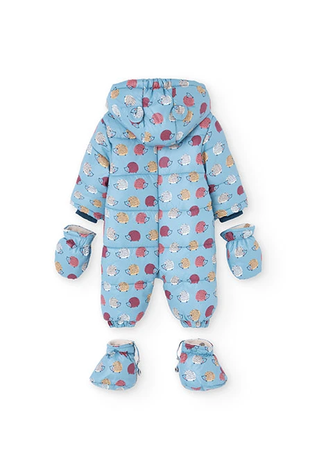 Combinaison en tricot bleu d´animaux pour bébé