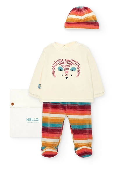 Striped animal knit baby set
