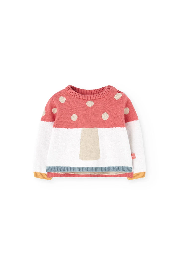 Ensemble bébé en tricot bleu avec des champignons