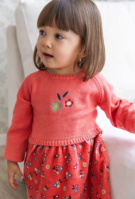 Vestido bebé rosa con flores