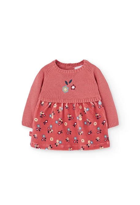 Vestido bebé rosa con flores