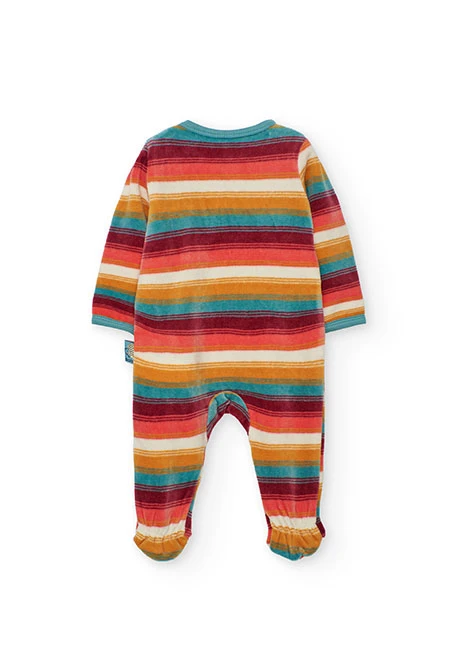 Knitted striped baby sleepsuit