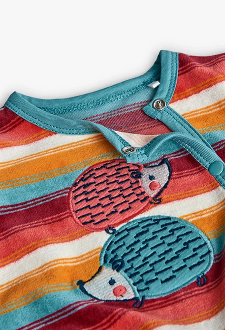 Knitted striped baby sleepsuit