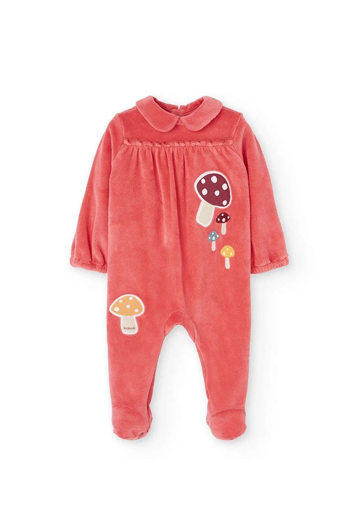 Knit baby romper in pink